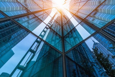 glass architecture of modern building in tokyo
