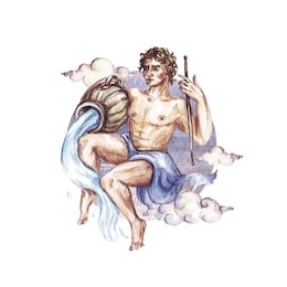 aquarius - zodiac symbol. watercolor illustration.