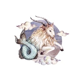 capricorn - zodiac symbol. watercolor illustration.