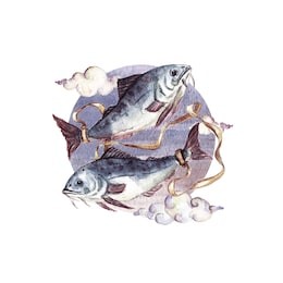 pisces - zodiac symbol. watercolor illustration.