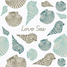 vector card with sea shells