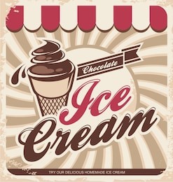 retro ice cream poster. vector illustration of vintage icecream sign.