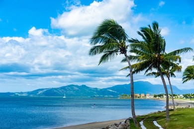 palm tree on fiji island beach in denarau, nadi.