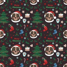 seamless pattern with bear and christmas items
