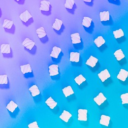 pattern of marshmallow on gradient and holographic background. minimal