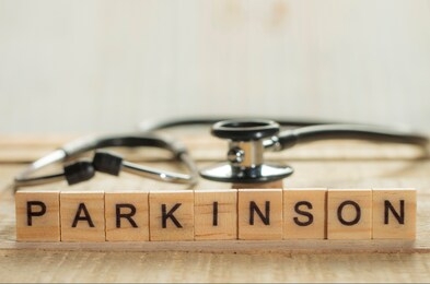 medical and health care words writing typography lettering concept, parkinson disease