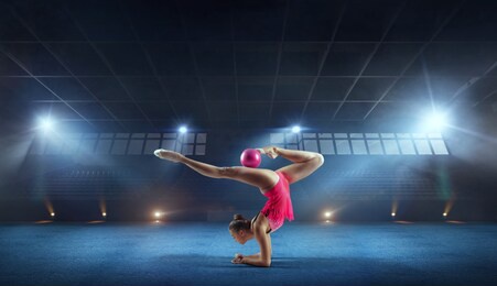 rhythmic gymnast in professional arena.