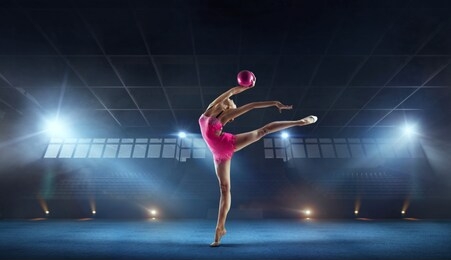 rhythmic gymnast in professional arena.