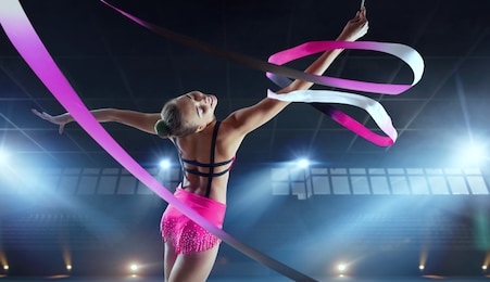 rhythmic gymnast in professional arena.