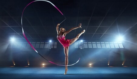 rhythmic gymnast in professional arena.