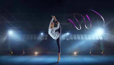 rhythmic gymnast in professional arena.