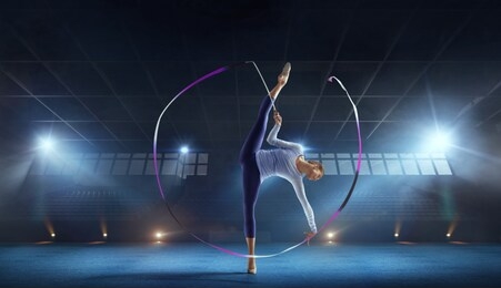 rhythmic gymnast in professional arena.