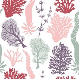 seamless pattern with seaweeds and corals silhouettes. vector background with underwater natural elements. vintage sealife illustration. 