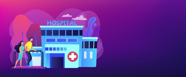 therapist working with patient at rehabilitation center. rehabilitation center, rehabilitation hospital, stabilization of medical conditions concept. header or footer banner template with copy space.