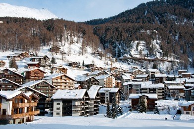 view on alpine village zermatt, switzerland