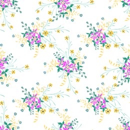 small floral seamless pattern with gentle wildflowers. girlie natural background in rustic style with small blossoms of daisy flowers. vector ditsy pattern for fabric, print. floral texture