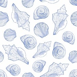 seashells vector seamless pattern.