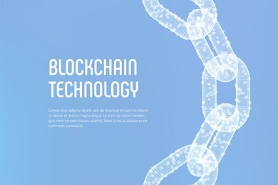 block chain. crypto currency. blockchain concept. 3d wireframe chain with digital blocks. editable cryptocurrency template. stock vector illustration.