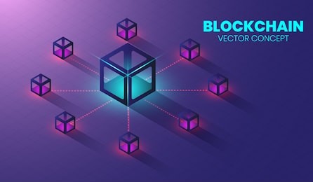 isometric blockchain technology concept, shape of block chain connected together. vector