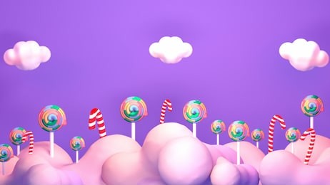 sweet purple lollipop candy world. 3d rendering picture.