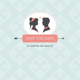 wedding invitation card template editable with wedding couple illustration and wedding background