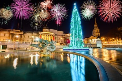 fireworks display at trafalgar square in london