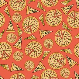 vector cartoon seamless pattern with pizza.