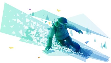 
snowboarder free riding at high mountains