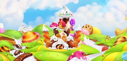 sweet castle. panorama landscape, vector background