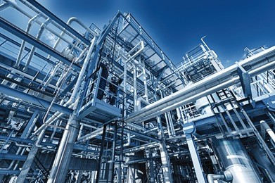 refinery pipelines constructions, illuminated concept