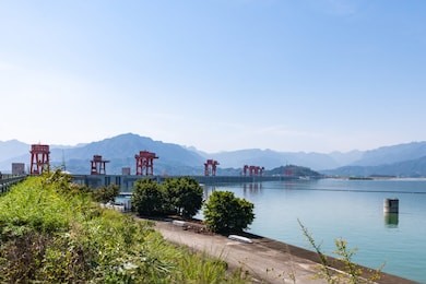 three gorges dam- view of the ship lifts and spillway