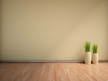 beige empty interior with grass