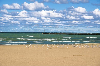 57th street beach, one of the beaches located on the shores of lake michigan (chicago, illinois).