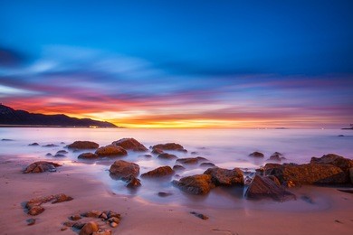 sunrise long exposure on the california coast.