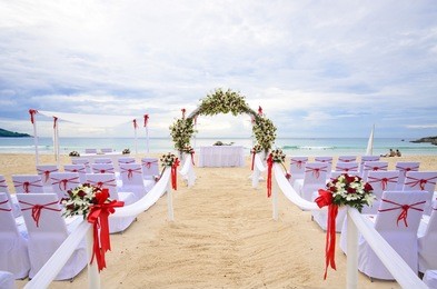 wedding set up on the beach
