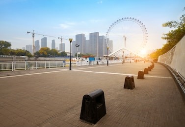 eyes of tianjin,beautiful night view of the city in tianjin, china