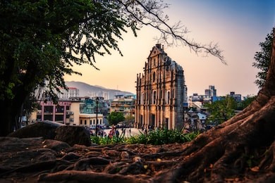 ruins of st. paul's ,one of most famous tourist attraction in macau,china.