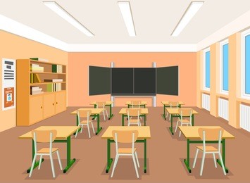 vector illustration of an empty classroom