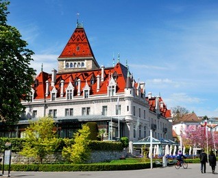 beautiful house on lake geneva, switzerland.
