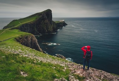 neist point lighthouse on the isle of skye, scotland.