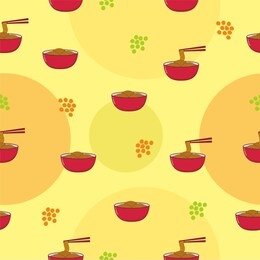 noodle in bowl seamless pattern with yellow color 