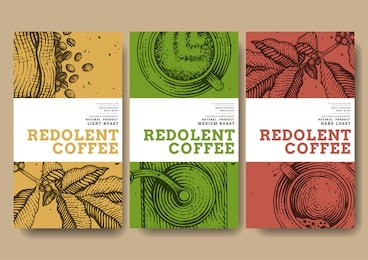 coffee illustration on label packaging design.