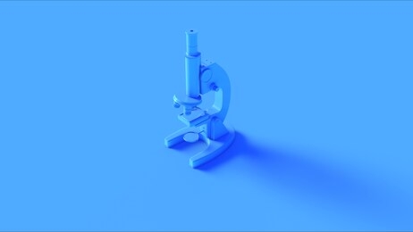 blue traditional microscope 3d illustration 3d render