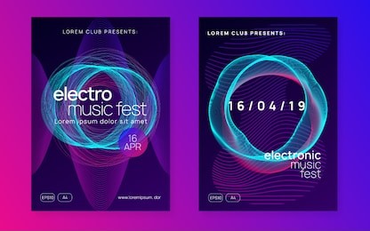 electronic event. trendy show brochure set. dynamic gradient shape and line. neon electronic event. electro dance dj. trance sound. club fest poster. techno music party flyer.