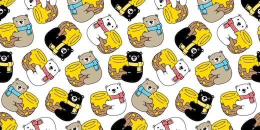 bear seamless pattern vector polar honey isolated wallpaper illustration