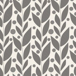 vector seamless pattern. floral background with vertical branches. leaves and berries in hatching style