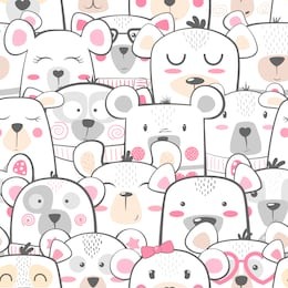 seamless pattern - cute set bear. hand draw