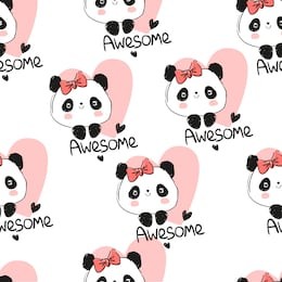 pattern seamless panda bear. valentine's day card.