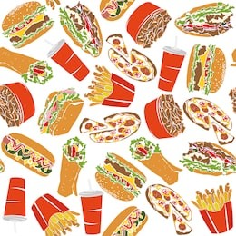 colorful pattern fast food i with 16 icons for the creative use in graphic design