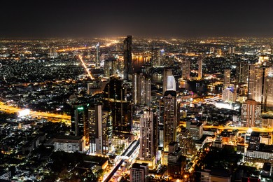 beautiful city with architecture and building in bangkok cityscape thailand at night